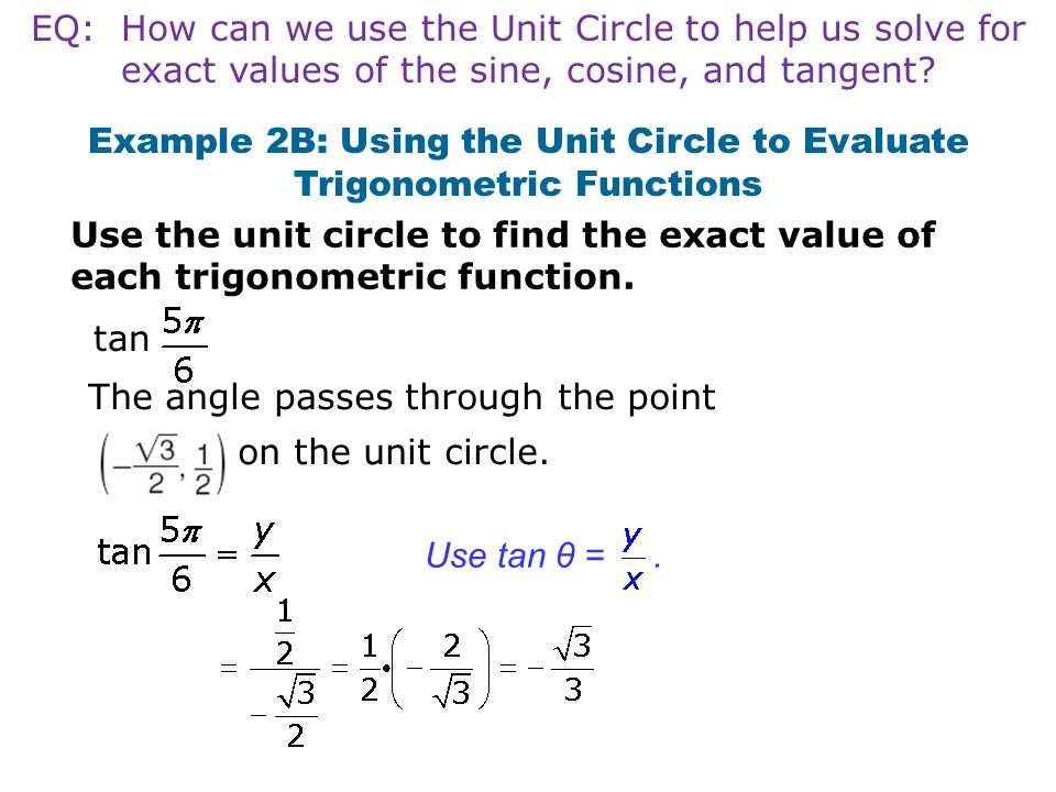 Find trig functions using unit circle